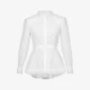 Alexander McQueen Panelled Dipped-hem Cotton Shirt -VogueVibe Store R04136211 OPTICALWHITE M
