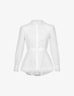 Alexander McQueen Panelled Dipped-hem Cotton Shirt