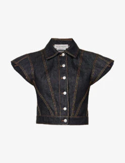 Alexander McQueen Contrast-stitching Sleeveless Denim Jacket