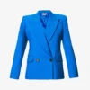 Alexander McQueen Double-breasted Peak-lapel Wool Blazer -VogueVibe Store R04136250 GALACTICBLUE M