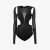 Alexander McQueen Cut-out Silk-blend Bodysuit -VogueVibe Store R04136282 BLACK M