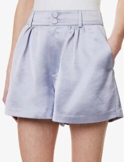 Paige Cypress Mid-rise Satin Shorts -VogueVibe Store R04136646 SALTBLUE ALT04
