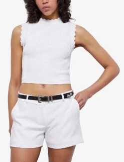 THE KOOPLES Low-rise Tailored Stretch-woven Shorts -VogueVibe Store R04136828 ECR01 ALT02