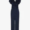Whistles Adeline Ruffle Recycled Polyester Jumpsuit -VogueVibe Store R04137013 NAVY M