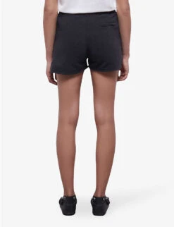 THE KOOPLES Logo-embroidered Drawstring-waist Cotton Shorts -VogueVibe Store R04137387 BLA55 ALT03