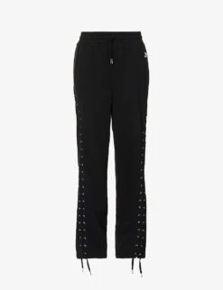 Jean Paul Gaultier Flower Lace-up Wide-leg Cotton-jersey Jogging Bottoms
