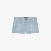 THE KOOPLES Striped Low-rise Stretch-denim Shorts -VogueVibe Store R04137808 BLUE6 M