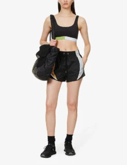 P.E NATION Running Track Mid-rise Shell Shorts -VogueVibe Store R04137945 BLACK ALT01