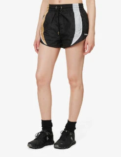 P.E NATION Running Track Mid-rise Shell Shorts -VogueVibe Store R04137945 BLACK ALT02