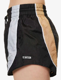 P.E NATION Running Track Mid-rise Shell Shorts -VogueVibe Store R04137945 BLACK ALT04