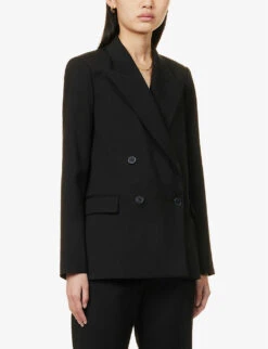 Joseph Jaden Double-breasted Stretch-wool Blazer -VogueVibe Store R04140081 BLACK ALT02