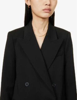 Joseph Jaden Double-breasted Stretch-wool Blazer -VogueVibe Store R04140081 BLACK ALT04