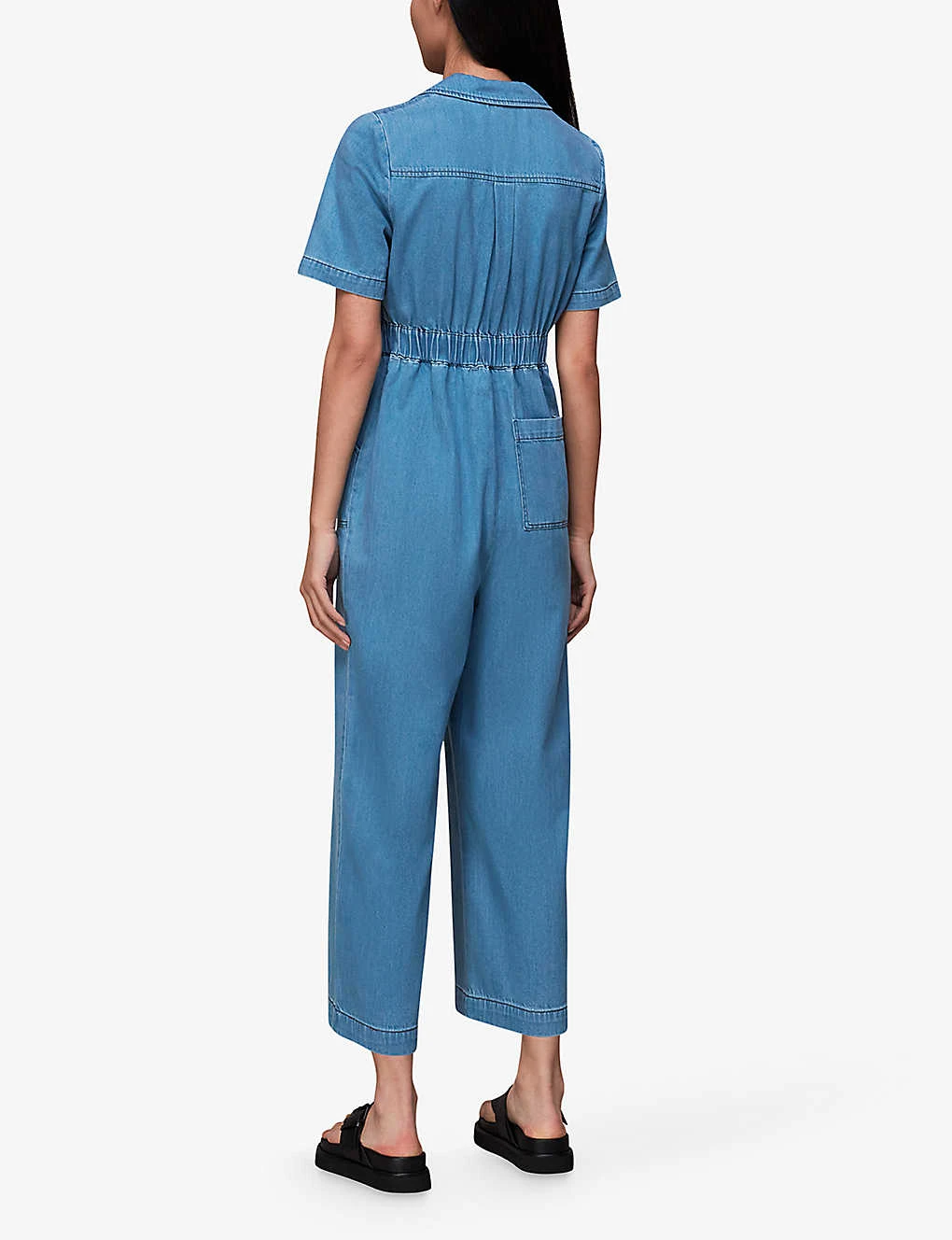 Whistles Ciara Open-collar Elasticated-back Cotton Jumpsuit 6 Whistles Ciara Open-collar Elasticated-back Cotton Jumpsuit - Image 4