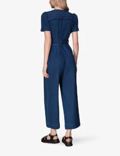 Whistles Alana Belted Denim Cotton Jumpsuit -VogueVibe Store R04140096 BLUE ALT03