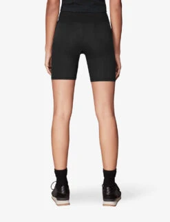 Whistles Ribbed High-rise Stretch-woven Cycling Shorts -VogueVibe Store R04140102 BLACK ALT03