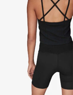 Whistles Ribbed High-rise Stretch-woven Cycling Shorts -VogueVibe Store R04140102 BLACK ALT04