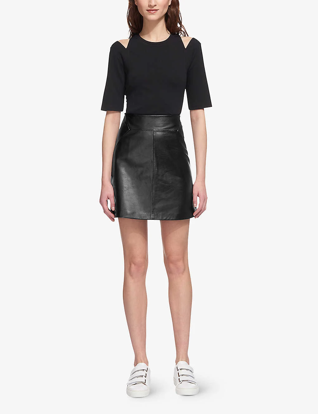 Whistles High-waisted A-lined Leather Mini Skirt 4 Whistles High-waisted A-lined Leather Mini Skirt - Image 2