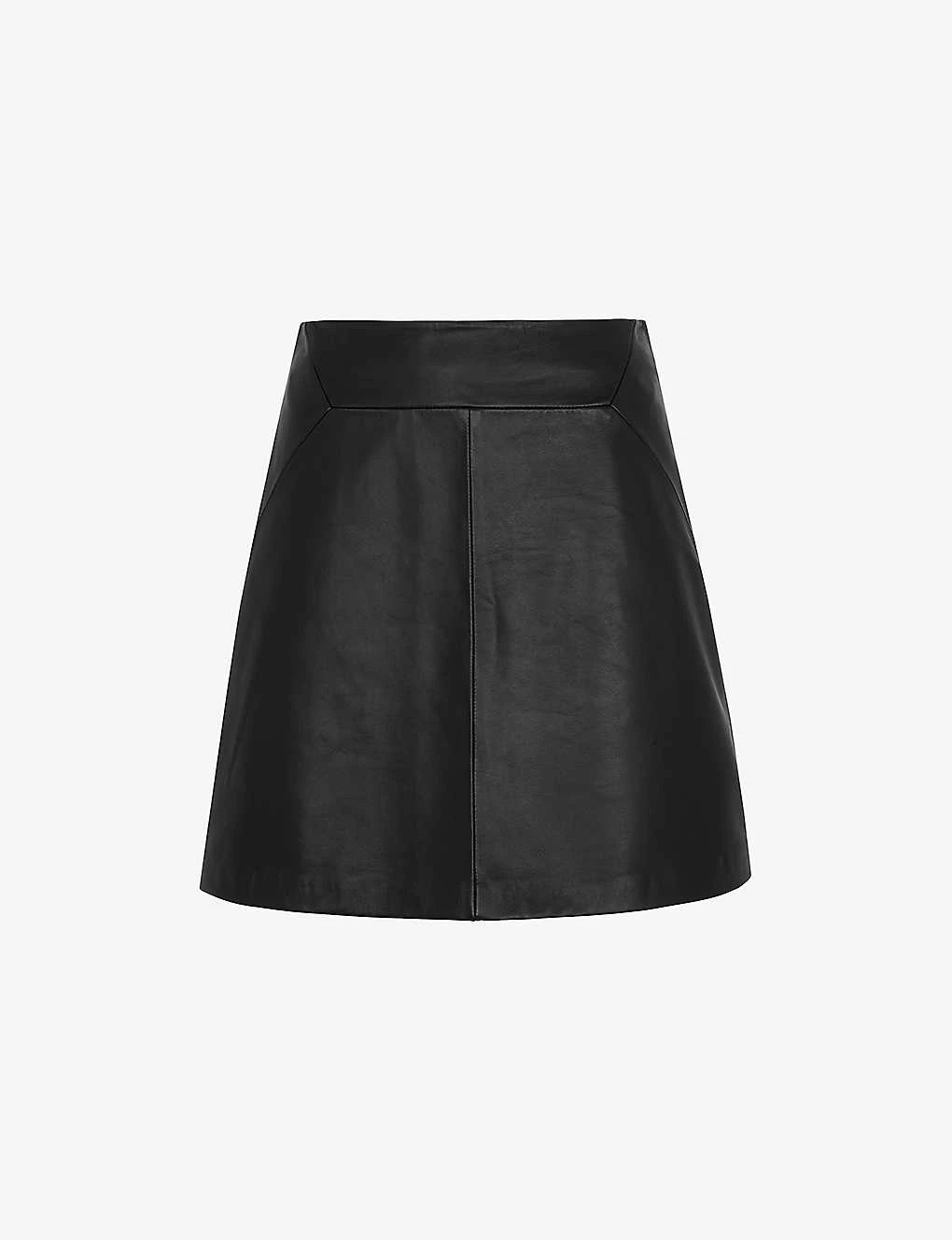 Whistles High-waisted A-lined Leather Mini Skirt 3 Whistles High-waisted A-lined Leather Mini Skirt