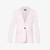 ME AND EM Textured-weave Single-breasted Stretch-woven Blend Blazer -VogueVibe Store R04141771 CANDYFLOSSPINK M