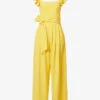ME AND EM Frill-sleeve Belted-waist Crepe Jumpsuit -VogueVibe Store R04141790 SUPERLEMON M