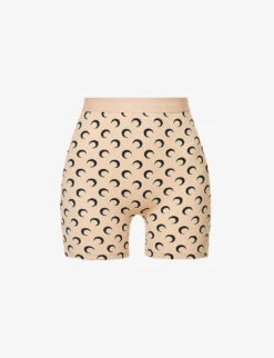 Marine Serre Moon-print Slim-fit Stretch-recycled Polyamide Shorts