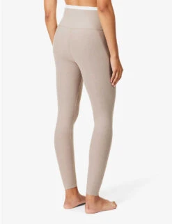 Beyond Yoga Wrap-around Contrast-trim Stretch-woven Leggings -VogueVibe Store R04143883 BIRCHCLOUDWHITE ALT03