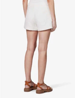 Paige Patrizia Mid-rise Cotton-rayon Blend Shorts -VogueVibe Store R04144133 CREAM ALT03