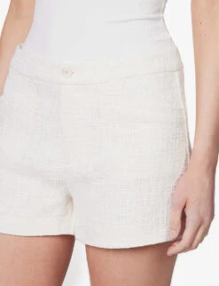 Paige Patrizia Mid-rise Cotton-rayon Blend Shorts -VogueVibe Store R04144133 CREAM ALT04