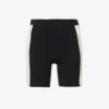 Striped-trim High-rise Stretch-recycled Polyester Shorts -VogueVibe Store R04144963 BLACKCANVAS M