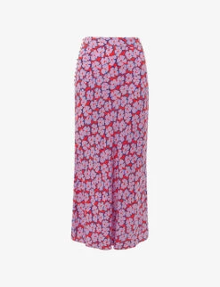 Whistles Floral-print Bias-cut Woven Midi Skirt