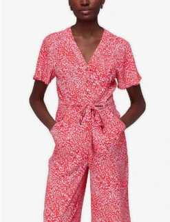 Whistles Leopard-print Woven Jumpsuit -VogueVibe Store R04145316 MULTICOLOURED ALT02