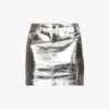 Metallic Mid-rise Cotton-blend Mini Skirt 2 Metallic Mid-rise Cotton-blend Mini Skirt -VogueVibe Store R04145509 SILVER M