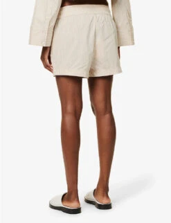 FRAME Drawstring Striped Cotton-blend Shorts -VogueVibe Store R04146400 SANDMULTI ALT03