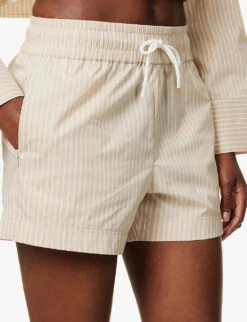 FRAME Drawstring Striped Cotton-blend Shorts -VogueVibe Store R04146400 SANDMULTI ALT04