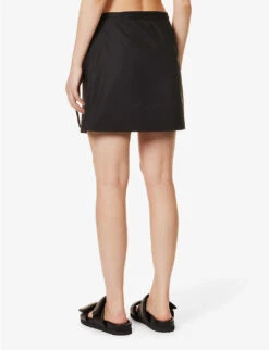 FRAME Wrap-front High-waist Organic-cotton Mini Skirt -VogueVibe Store R04146415 NOIR ALT03