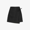 FRAME Wrap-front High-waist Organic-cotton Mini Skirt -VogueVibe Store R04146415 NOIR M
