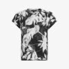 AllSaints Anna Jackie Floral-pattern Organic-cotton T-shirt -VogueVibe Store R04146609 BLACK M