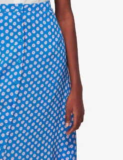 Whistles Floral-print Button-through Woven Midi Skirt -VogueVibe Store R04146882 MULTICOLOURED ALT04