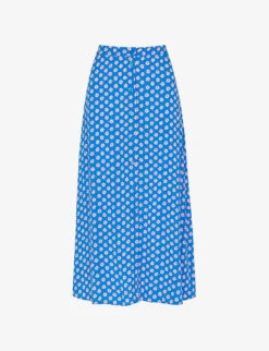 Whistles Floral-print Button-through Woven Midi Skirt