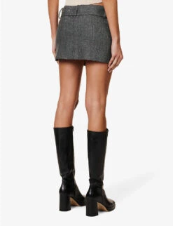 Elbe Belted Woven Mini Skirt 10 Elbe Belted Woven Mini Skirt -VogueVibe Store R04147069 GREY ALT03