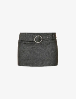 Elbe Belted Woven Mini Skirt