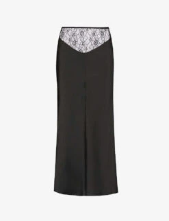 Curzola Lace-panel Satin Midi Skirt