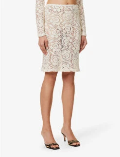 Zakynthos Floral-knit Recycled Cotton-blend Midi Skirt -VogueVibe Store R04147074 IVORY ALT02