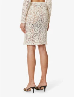 Zakynthos Floral-knit Recycled Cotton-blend Midi Skirt -VogueVibe Store R04147074 IVORY ALT03