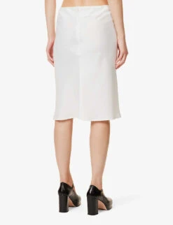 Trimiti Lace-trim Satin Midi Skirt -VogueVibe Store R04147086 WHITE ALT03
