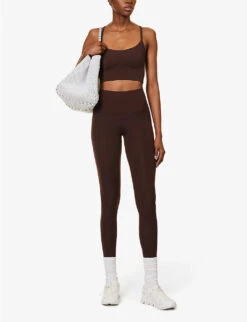 Varley Always High Elasticated-waist Stretch-recycled Polyester Leggings -VogueVibe Store R04147438 COFFEEBEAN ALT01