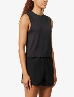 Varley Sleeveless Cropped Mesh Top -VogueVibe Store R04147448 SNOWWHITE ALT02