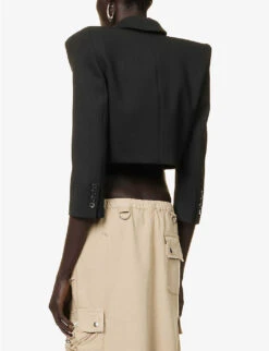 Coperni Power Cropped Stretch-woven Jacket -VogueVibe Store R04147546 BLACKBLACK ALT03