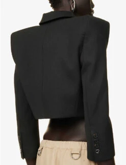 Coperni Power Cropped Stretch-woven Jacket -VogueVibe Store R04147546 BLACKBLACK ALT04