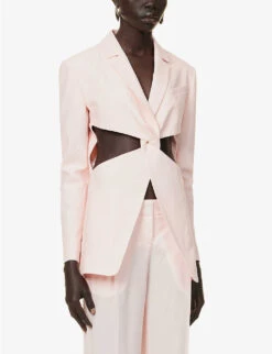 Coperni Cut-out Padded-shoulder Stretch-wool Blazer 10 Coperni Cut-out Padded-shoulder Stretch-wool Blazer -VogueVibe Store R04147551 BLUSHBLUSH ALT02